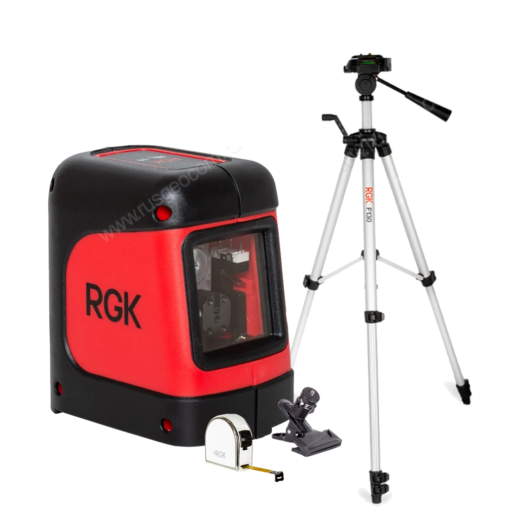 Комплект: лазерный уровень RGK ML-11 + штатив RGK F130 рулетка RGK RM3 кронштейн RGK K-5